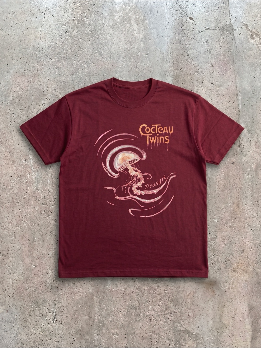 Gildan Maroon Cocteau Twins Jellyfish Graphic Tee
